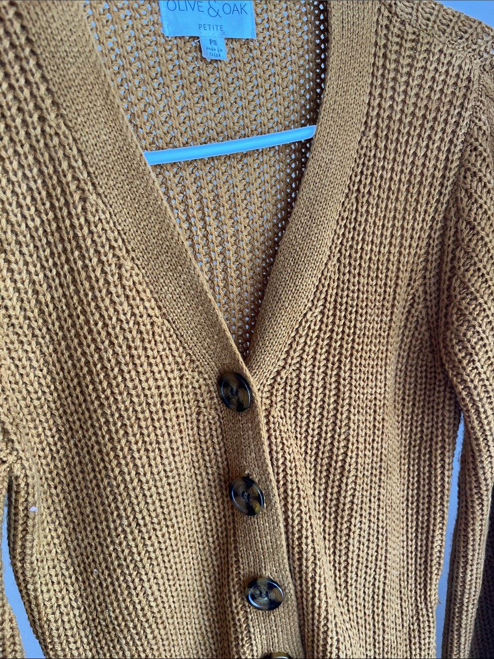 Olive & Oak Mustard Cable-Sleeve Button Cardigan - Picture 5 of 5